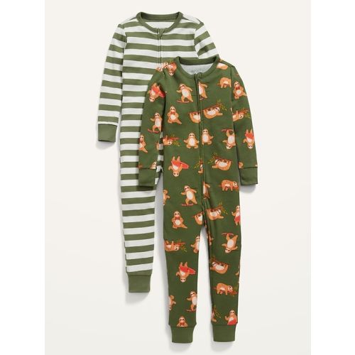 Stripes & Sloths One-way Zipper PJs