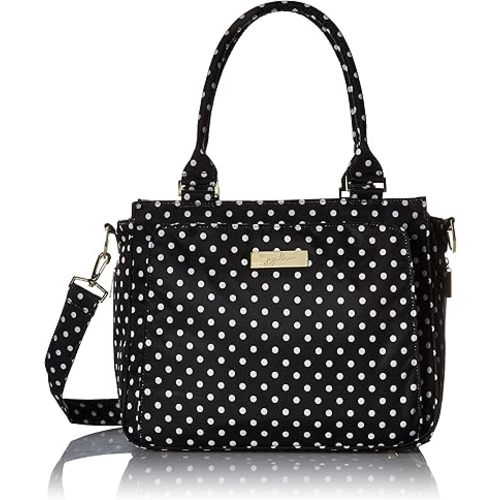 JuJuBe Be Classy Structured Multi-Functional Multi-Functional Diaper Bag/Purse, Legacy Collection - The Duchess - Black with White Polka Dots