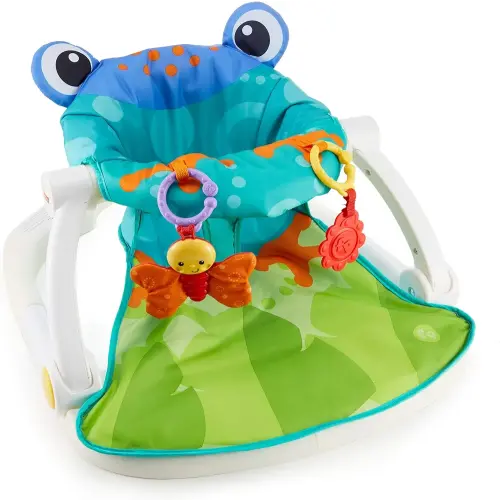 Fisher-Price Portable Baby Chair Sit-Me-Up Floor Seat with Developmental Toys & Machine Washable Seat Pad, Froggy