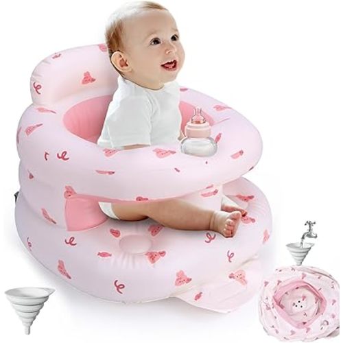 Inflatable Baby Seat for Babies 3 Months & Up, Inflatable Baby Support Seat for Sitting Up, Toddler Baby Floor Chair with Built in Air Pump, Upgrade Water Injection Function, More Stable (Color#03)