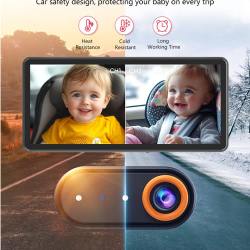 BM5 PRO Baby Car Camera for 2 Kids, 7.2" 1080P Dual Channel Display for Car Seat, Easy Installation with 2 IR Night Vision Cameras, Rear Seat Safety for Babies and Pets