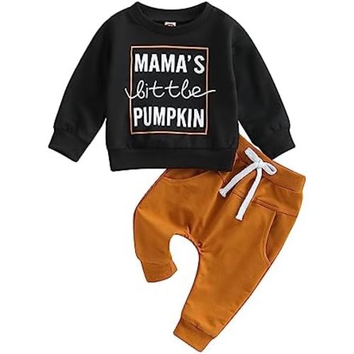 Toddler Baby Boy Clothes Set Letter Print Long Sleeve Sweatshirt Top Jogger Pants Cute Newborn Infant Fall Winter Outfit