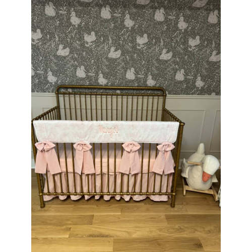Light Pink Toile Crib Rail Cover