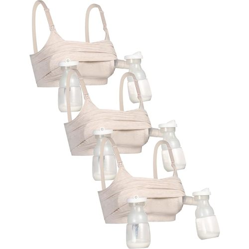 GXXGE 3Pack Hands Free Pumping Bra, Adjustable Pumping & Nursing Bra with EasyClip for All Breast Pumps Cotton Sleep Bra