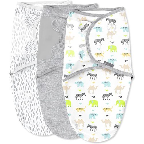SwaddleMe by Ingenuity Original Swaddle - Size Small/Medium, 0-3 Months, 3-Pack (Lil Wild One)