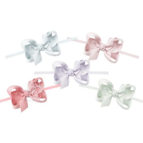 1/4" Pantyhose Headband w/Medium Bow 5-Pack (Powder Mist)