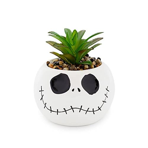 Silver Buffalo Disney Nightmare Before Christmas Jack Skellington Decorative Artificial Faux Greenery Plant in Ceramic
