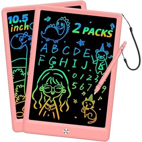 LCD Writing Tablet Doodle Board, Colorful Drawing Pad, Electronic Drawing Tablet, Drawing Pads,Travel Gifts for Kids Ages 3 4 5 6 7 8 Year Old Girls Boys (10.5 inch, Pink&Pink)