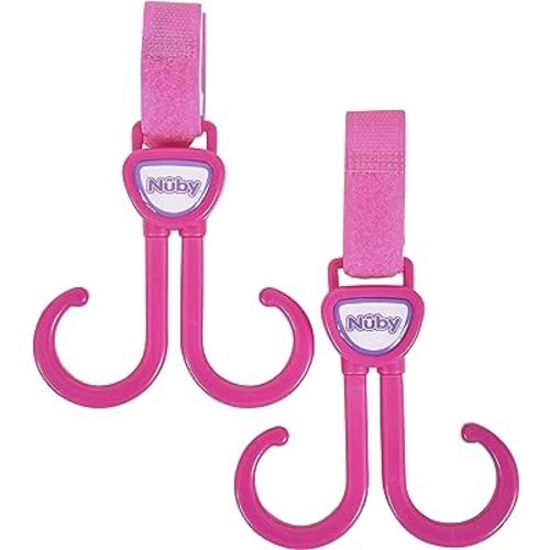 Nuby Double Stroller Hook, Adjustable Hook, Pink