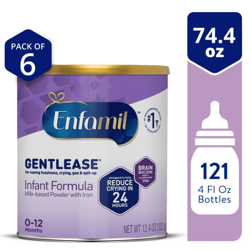 Enfamil Gentlease Powder Baby Formula with Iron, 12.4 oz, 6 count