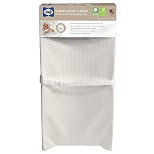 Sealy Cotton Comfort Waterproof 3-Sided Contoured Baby Diaper Changing Pad for Dresser or Changing Table - White, 32” x 16” : Baby
