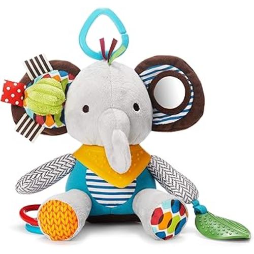 Skip Hop Bandana Buddies Baby Activity and Teething Toy with Multi-Sensory Rattle and Textures, Elephant