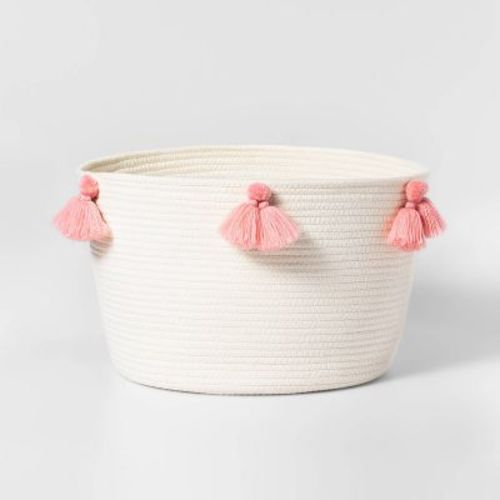 Coiled Rope Basket With Tassels - Pillowfort™
