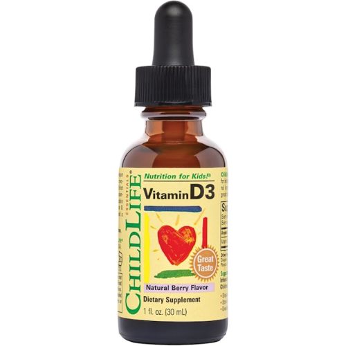 CHILDLIFE ESSENTIALS Baby Vitamin D3 Drops - for Infants, Children, & Toddlers, Liquid Vitamin D Drops, 500 IU per Serving, Immune & Bone Health Support, Natural Berry Flavor - 1 Fl Oz (Pack of 1)