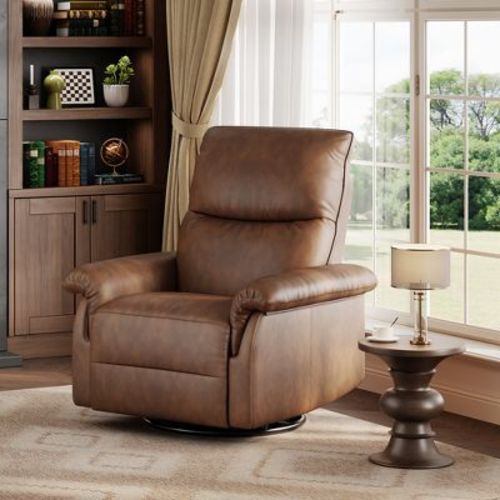 COZONY Manual Recliner Chair, Swivel Rocker with Padded Armrests, Modern Upholstered Reclining Chair for Living Room, Nursery, Bedroom