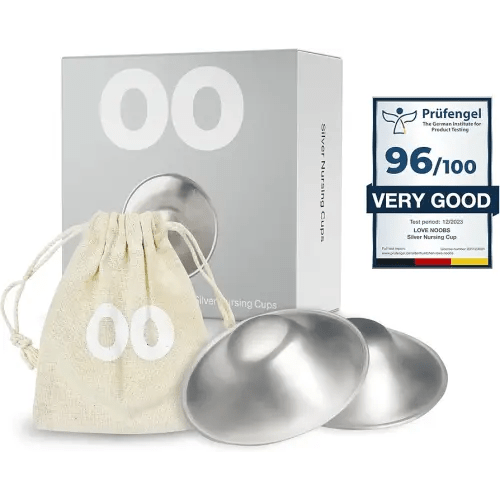 The Original Silver Nursing Cups by LoveNoobs, Silver Nipple Covers Breastfeeding, Regular Nipple Shields for Nursing Newborn, Post Partum Essentials, Nickel-Free