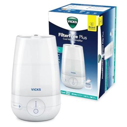 Vicks FilterFree Plus Cool Mist Plus Humidifier (VUL565), Medium Room –Filter-Free Cool Mist Humidifier for Baby, Kids and Adult Rooms, Works with Vic