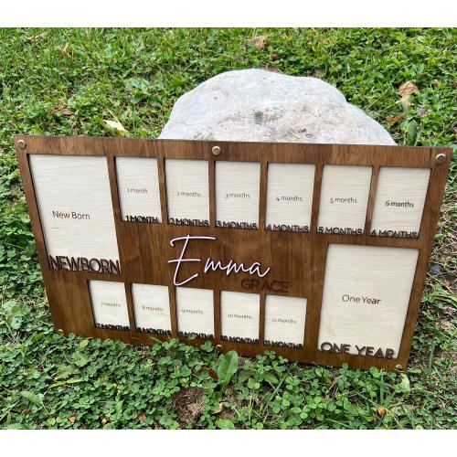 First Year Photo Keepsake Frame, Personalized Newborn To One Year Frame, First Year Photo Frane, Monthly Milestone Picture Frame