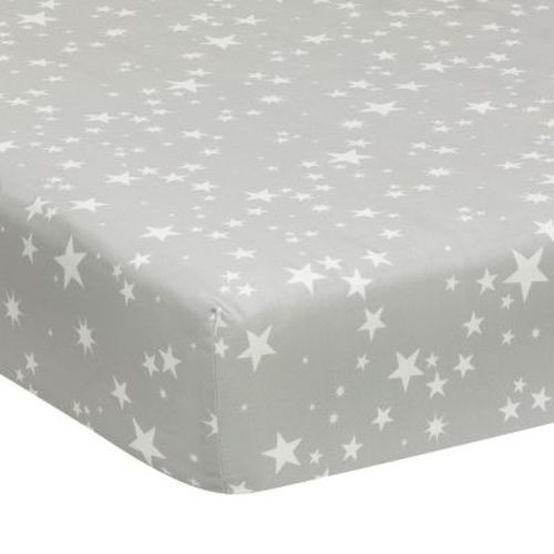 Lambs & Ivy Milky Way Gray/white Stars 100% Cotton Baby Fitted Crib Sheet
