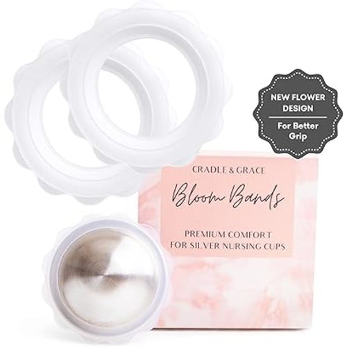 Cradle & Grace Bloom Bands, Silicone Rings for Silver Nursing Cups, Flower Comfort Rings for Silver Nipple Covers, Breastfeeding Essentials for Nursing Nipple Shield, Regular