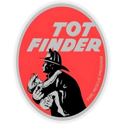 Tot Finder Retro Fire Rescue Bumper Sticker Window Vinyl Decal 4.5"x4.5" (Set of 2) for Car Truck Van SUV Window Wall Cup Laptop Boat Tumblers or Any Smooth Surface Sticker