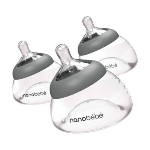 Nanobebe Breast Milk Baby Bottle - Gray - 3pk