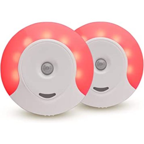 Sleep Aid Red LED Motion Sensor Night Light Plug in for Bedroom with Dusk to Dawn Motion Activated Auto Sensor, Promotes melatonin Production and Healthy Sleep, ON-Off-Auto Toggle, 2-Pack