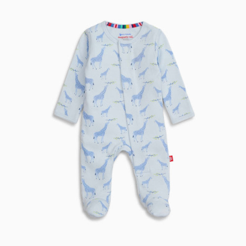 Organic Cotton Footie - Blue Jolie Giraffe, 0-3 M