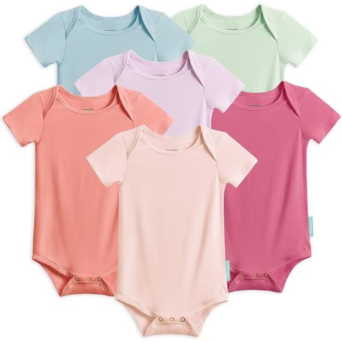PurComfy Bamboo Rayon Short-Sleeve Bodysuit Baby, Summer Bodysuits One-Piece for Baby Boys, Girls, Unisex