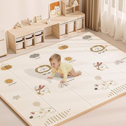 79x71 in Foldable Baby Play Mat,Waterproof Baby Playpen Mat,Portable Anti-Slip Baby Playmat,Thick Foam Floor Play Mat for Babies &Toddlers & Kids,Reversible Baby Crawling Mat for Indoor&Outdoor(Bear)