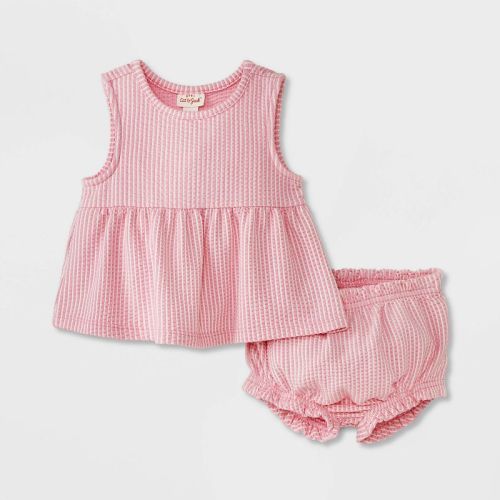 Baby Girls' Ribbed Tank Set - Cat & Jack™ Pink 0-3M