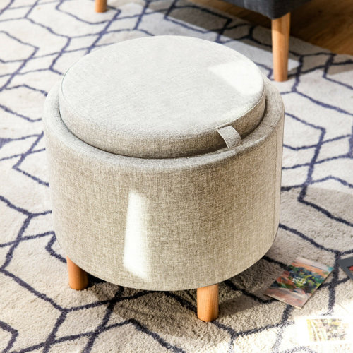 Latitude Run® Wollstone 17'' Wide Round Storage Ottoman & Reviews | Wayfair