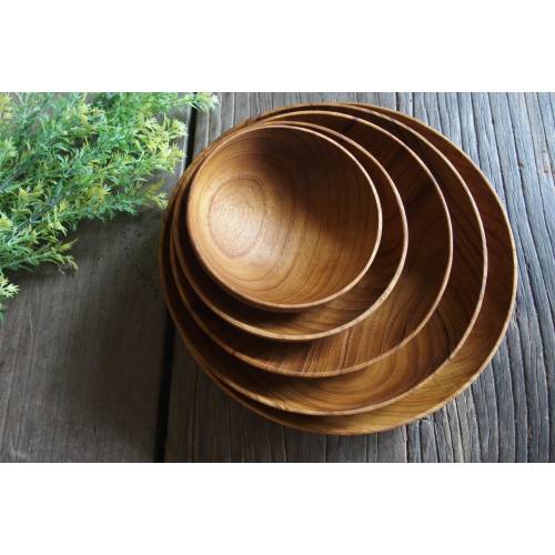 Teak Wood Round Dish Plate Bowl, 4"