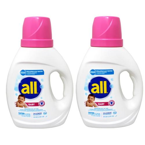 All Liquid Laundry Detergent, Gentle for Baby, 24 Loads, 36 fl oz - 2 Pack