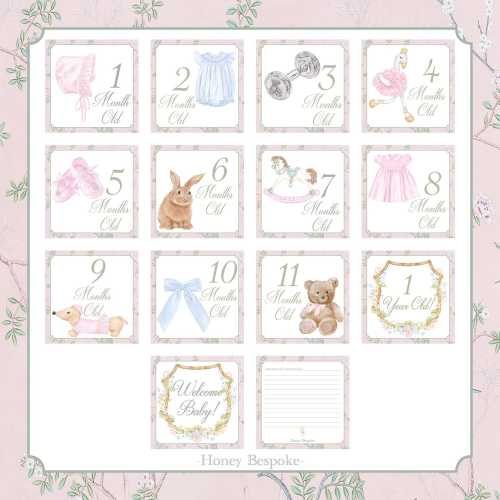 Baby Girl Monthly Milestone Cards