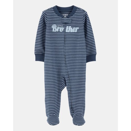 Baby Boy 'Little Brother' 2-Way Zip Cotton Sleep & Play Pajamas - Blue | Carter's