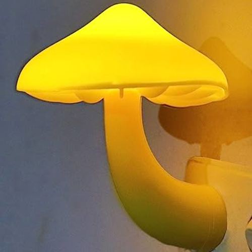 Sensor LED Night Lights for Adults Kids NightLight Cute Mushroom Night Light Plug in Wall Lamps for Bedroom, Bathroom,Toilet, Stairs, Kitchen, Hallway Corridor Warm Yellow