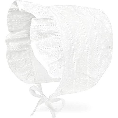 Baby Hat Bonnet Toddler Girls Fashion Princess Ruffle Muslin Lining Cap Infant Lacy Beanie, 3m 6m 12m