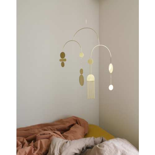 Kinetic brass mobile. Adult mobile. Nursery baby crib mobile. Mid-century modern sculpture. Hanging wall decor