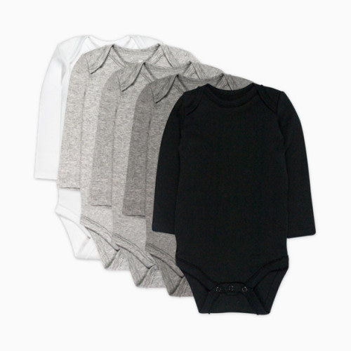 5-Pack Organic Cotton Long Sleeve Bodysuit - Gray Ombre