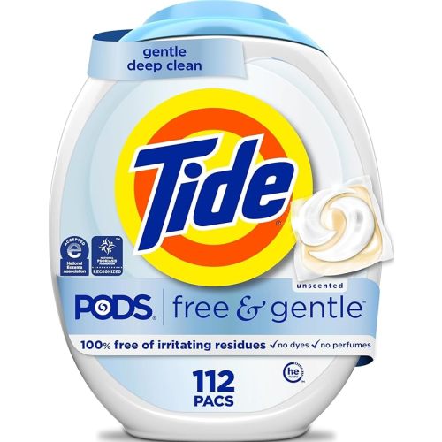 Tide PODS Free & Gentle Laundry Detergent Soap Pacs, 112 Count, Tide PODS Laundry Detergent, Laundry Detergent Pacs, Laundry PODS Detergent