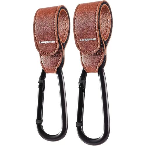 (2-Brown)Baby Stroller Hooks Clip or Hanging Diaper Bag Universal Hooks Accessories for Stroller and Car or Shopping Cart (Brown)