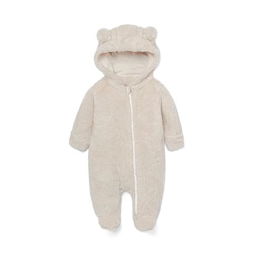 Baby Plush Long Sleeve Polar Fleece Jumpsuit With Bear Ears Baby Fleece Hooded Jumpsuit Infant Winter Outfit