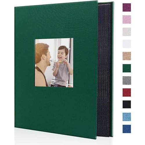 Artmag Fabric Photo Album 4x6 300 Large Capacity for Family Wedding Anniversary Linen Album Holds 300 Horizontal Photos (300 Pockets, Dark Green)