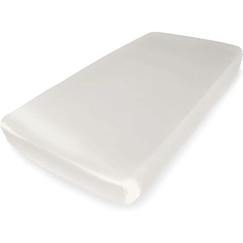 Mulberry Park Fitted Silk Crib Sheet - Grade 6A Pure 19 Momme Toddler Bedding - Gentle on Baby's Delicate Skin, Helps with Bald Spot, Eczema, Dry Skin & Cradle Cap - 28" x 52" / Natural White