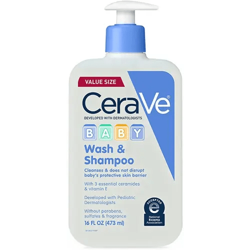 CeraVe Baby Wash & Shampoo | 2-in-1 Tear-Free for Skin Hair Fragrance, Paraben, Dye, Phthalates Sulfate Free Bath| Soap with Vitamin E 16 Ounce