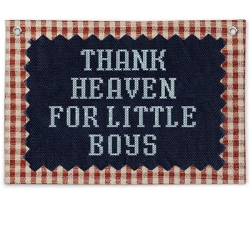 Toddler Boys Room Decor, Thank Heaven for Little Boys Baby Shower Linen Canvas Banner，Baby Boys Kids Nursery Decor, Newborn Gifts， Vintage Playroom Nursery Flag Decoration 30X20in