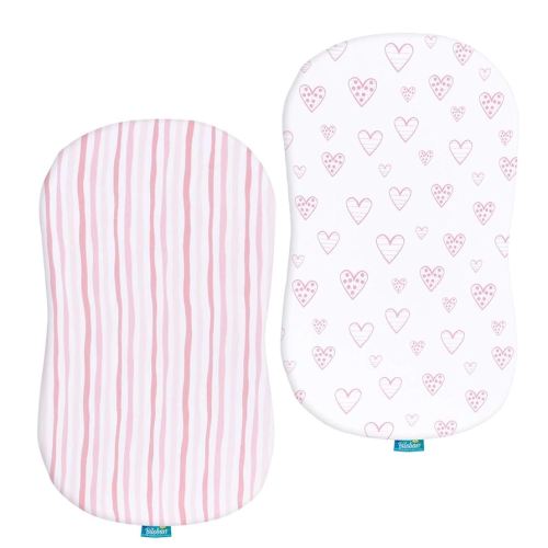 Bassinet Sheets Compatible with Halo Bassinest Swivel, Flex, Glide, Premiere & Luxe Series Sleeper, 100% Jersey Knit Cotton Sheets, Hourglass Bassinet Mattress Sheet, Pink Print for Baby