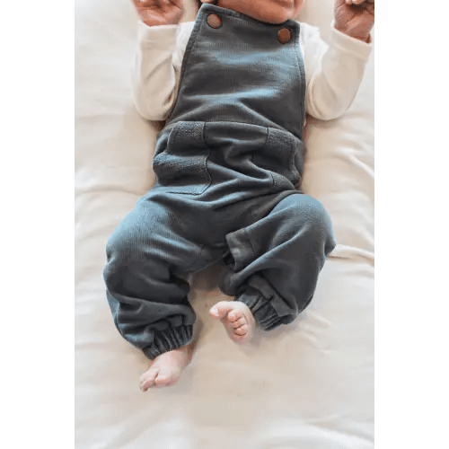 Organic French Terry Overall Romper in Moonstone – L'ovedbaby