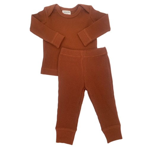 Organic Waffle 2-Piece Set, Caramel